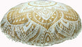 Large Round seat Floor Cushion Chair Ottoman Cover Pouf Pillow Meditation Floor Cushions for Adults Seating pouffe Ottoman Throw Covers Craft Room Furniture for Sitting Cover Gold White 32 inch Round
