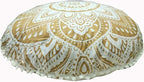 Large Round seat Floor Cushion Chair Ottoman Cover Pouf Pillow Meditation Floor Cushions for Adults Seating pouffe Ottoman Throw Covers Craft Room Furniture for Sitting Cover Gold White 32 inch Round