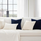 Topfinel Blue Decorative Throw Pillow Covers 12x12 Inch Cute Boho Stripe Soft Corduroy Modern Farmhouse Spring Home Decor 2 Packs Pillow Covers for Sofa Living Room Couch Bed 30x30 cm