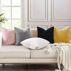 decorUhome Chenille Dark Grey Throw Pillow Covers 18x18 Inch Set of 2, Decorative Soft Couch Pillow Covers Solid Dyed Accent Velvet Farmhouse Neutral Square Pillow Cases for Sofa Bed Living Room