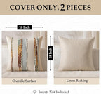 ANRODUO Pack of 2 Boho Decorative Throw Pillow Covers 24x24 Farmhouse Cushion Case Striped Chenille Pillow Cases Square Pillow Covers Accent Neutral Pillowcase for Sofa Couch Bed, Blue-Earth Tones