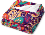 Boho Paisley Floral Throw Blanket Mandala Indian Bohemian Colorful Flowers Blanket for Sofa Bed Couch Chair Or Dorm 30"x40"