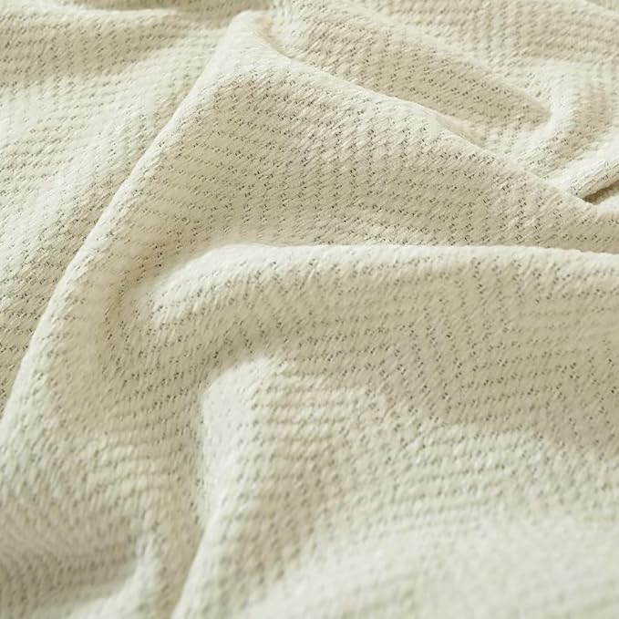 ROOMLIFE Beige Boho Couch Cover Sofa Covers with Tassel Farmhouse Sofa Slipcover Simple Couch Protector for Dogs Chenille Sectional Couch Covers L Shaped Couch Cushion Covers, 71"x 118"