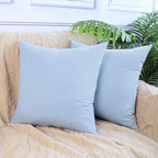 Thmyo 4-Pack 100% Cotton Comfortable Solid Decorative Throw Pillow Case, Square Cushion Cover Pillowcase Sublimation Blank Pillow Covers DIY Throw Pillowcase for Sofa(16x16 inch/ 40x40cm,Light Blue)