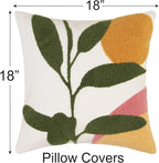 JASEN Abstract Boho Pillow Covers 18x18,Soft Mid Century Geometric Cactus Decorative Throw Pillows for Couch Bed Sofa Bedroom（Only 1 Pillow Cover）