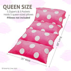 Butterfly Craze Floor Pillow Case, Mattress Bed Lounger Cover, Polka Hot Pink, Queen Size - Cozy Seating Solution for Kids & Adults, Recliner Cushion, for Reading, TV Time (Pillow Not Included)
