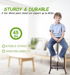 THKFUL 2 Pack Metal Plant Stand Indoor Outdoor - Heavy Duty Rustproof Tall Potted Plant Stands Modern Flower Pot Stand,Corner Flower Plants Holder Rack for Multiple Plant Patio Garden 20.3"(Brown)