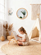Boho Round Hanging Rattan Circle Nursery Mirror, Decorative Wall Decor for Farmhouse Bathroom Bedroom Living Room, Kids Girls Room, Foyer Home Wall Decor (20 inch)