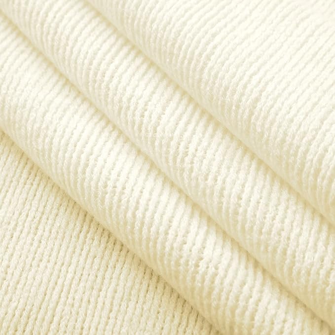 Vonty Ivory White Knitted Blanket with Tassels Fringe 50" x 60", Super Soft Knit Throw Blanket, Farmhouse Decorative Lightweight Blanket for Couch, Sofa, Bed