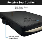 Stadium Seat Cushions, Portable Bleacher Cushions with Handle, Waterproof Oxford Fabric, Zipper Design (Black - 3 Pack)
