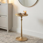 Vintage Brass Cast Iron Side Table Round Accent Table for Living Room Drink Cocktail Martini Table Bedroom Bedside Nightstand Lamp Table Patio Plant Stand Small Apartment Decorative Furniture