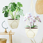 FGSAEOR Macrame Plant Holder Indoor Outdoor, Hanging 3-15 inch Pot, Bearing 20lb Planters, DIY Handmade Hanging Planter Basket, 35-Inch Extra Long Strong Boho Home Décor (2-Pack) (Ivory)