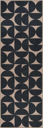 Lahome Modern Geometric Easy Jute Kitchen Runner Rug 2x6, Washable Outdoor Runners for Hallways Non-Slip, Neutral Boho Semi-Circle Entryway Rug with Rubber Backing