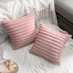 2 Pack 22x22 Pillow Cover Velvet Pillow Covers, Faux Fur Square Throw Pillow Covers for Living Room Decorations Throw Pillow Case, Throw Pillow Cover Cushion Cover for Home Sofa Bedroom Car, Pink