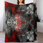 Black Red Mandala Throw Blanket Abstract Yellow Red Black Boho Floral Modern Blanket for Sofa Bed Couch Chair Or Dorm 50"x60"