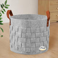 BOLDMONKEY Blankets Basket 15" x15 " x13 " 2 Pack, Storage Baskets for Organizing Round, Living Room Dog Toy Bin for Dirty Clothes, Pillows, Towel-Light Gray