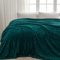 NEWCOSPLAY Super Soft Queen Blanket Dark Teal Premium Silky Flannel Fleece 3D Ribbed Jacquard Lightweight Bed Blanket All Season Use (Dark Teal Ribbed, Queen(90"x90"))