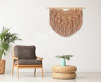 Youngeast Large Macrame Wall Hanging Boho Beaded Curtain for Window Macrame Bedroom Headboard Living Room Wall Art Tassel Tapestry Bohemian Woven Wall Decor 31" W X 25" H (Khaki)