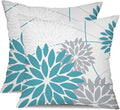 DFXSZ Blue and Grey Floral Pillow Covers 20x20 Set of 2 Outdoor Waterproof Decorative Throw Pillows Summer Pillow Covers Polyester Cushion Case Decor for Couch Patio Funiture Garden Porch 011A20