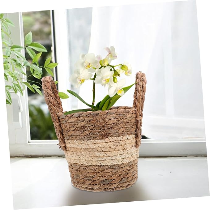 Milisten Woven Plant Basket for Indoor and Outdoor Use Faux Rattan Planter for Decorative Storage Boho Style for Home and Garden Decor