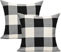 VAKADO 26x26 Set of 2 Black White Buffalo Plaids Decorative Throw Pillow Covers Outdoor Fall Farmhouse Retro Boho Square Cushion Cases Halloween Home Decor Classic Rustic Check for Porch Couch Patio