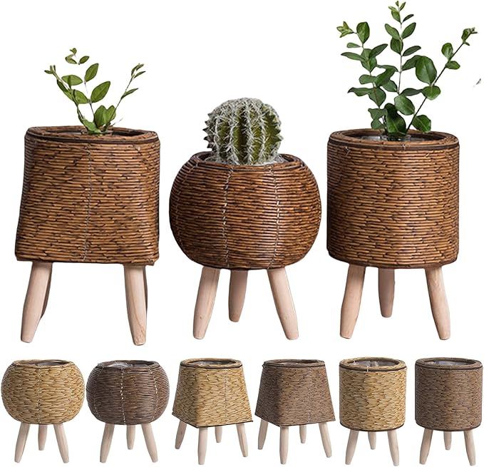 Handwoven Flowers Basket Handwoven Storage Basket Flowers Baskets Plant Pots Bonsais Succulents Container Decorations