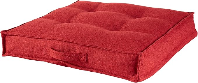 Square Tufted Floor Pillow with Removable Cover, Scarlet, Large (40")