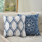 Coliuso Decorative Throw Pillow Covers 18x18 Set of 4, Blue Modern Simple Square Pillow Case Cushion Cover for Sofa Couch Farmhouse Outdoor Living Room (Blue, 18"x18")