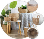 Zerodeko Flower Vase Seagrass Planter Basket Straw Plant Baskets Woven Basket Flower Plant Pot Wicker Plant Containers with Plastic Liner for Indoor Plants Laundry Room 25cm Grocery Basket