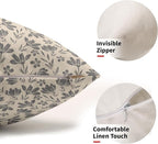 Grey Floral Pillow Covers 12x20 Set of 2 Vintage Rustic Old Style Cute Small Flower Gray Cream Print Rectangle Decorative Outdoor Pillowcases Fall Farmhouse Throw Cushion Case Couch Sofa Bed Decor