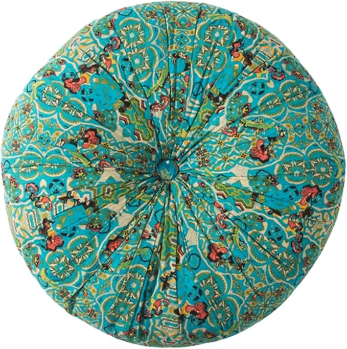 Meditation Floor Pillow, Large Pillows Seating, Bohemian Cushion for Fireplace Yoga Living Room Sitting(Size:55x55x8cm,Color:Moroccan Round mat - Blue)