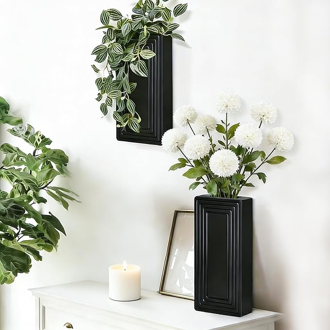 Wooden Wall Planter Vase Set of 2,2 Pack Hanging Planter for Indoor Fake Plants Modern Boho Farmhouse Wall Art Decor for Home Indoor Kitchen Modern Farmhouse Bathroom Living Room Dining Room