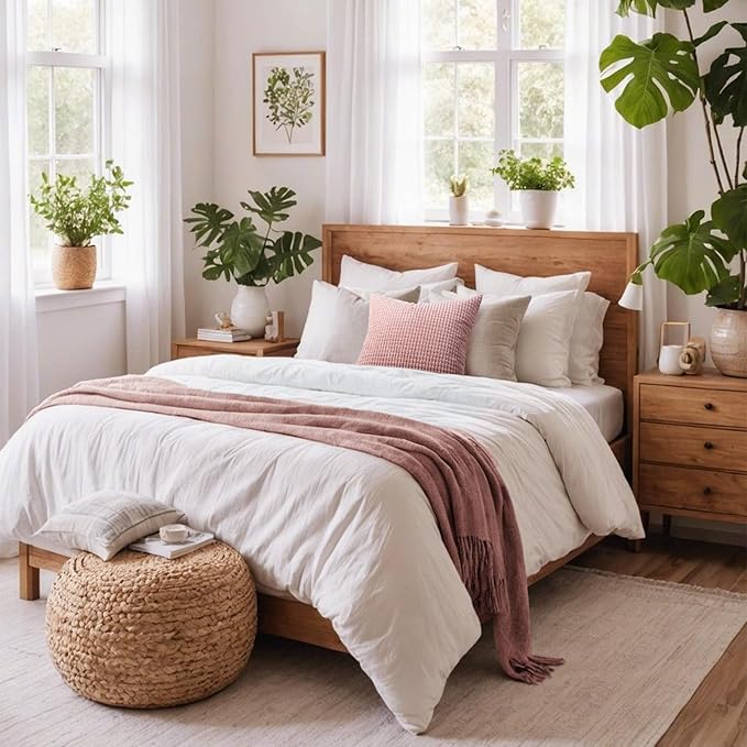 Softalker Throw Pillow Covers 12x20 Inch, Set of 2, Soft Corduroy Boho Stripe Decorative Pillow Cover, Couch Fluffy Pillow Cover for Farmhouse Home Decor Bed Living Room, Pink