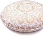 Indian Mandala Cotton Handmade Gold Ombre Round Floor Pillow Ethnic Floor Cushion Case Yoga Mat 32 x 32 Inch Kids Bean Bag Pet Dog Bed Car Chair Sofa Ped
