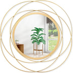 Gold Circle Mirror Wall Decorative Metal Wall Mirror, Art Small Round Wall Home Mirror, Decor Living Room Bedroom Bathroom Entryway 24" x 24"