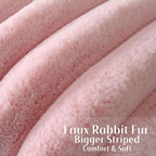 FUTEI Pink Decorative Throw Pillow Covers 24x24 Inch Set of 2, Square Soft Faux Rabbit Fur Thick Striped European Cushion Covers,Spring Home Decor for Couch Bed Living Room