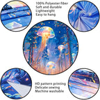 Racunbula Blacklight Forest Jellyfish Tapestry UV Reactive Nature Tree Tapestry Trippy Fantasy Starry Sky Tapestries Aesthetic Jungle Plants Tapestries Wall Hanging for Bedroom