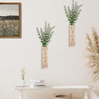 Wall Planter for Indoor Plants, 2 Pack Geometric Hanging Planter, Wood Wall Vase for Decor Artificial Flower Plants, Boho Wall Decor for Living Room, Bedroom (Light Color)