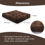 Meditation Floor Pillow 22×22 Inch 1 Pack Large Floor Cushions for Adults Square Tufted Corduroy Floor Pillows for Yoga Living Tatami Room Coffee