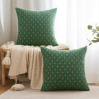 MIULEE Pack of 2 Christmas Decorative Burlap Linen Throw Pillow Covers Modern Farmhouse Pillowcase Rustic Woven Textured Cushion Cover for Sofa Couch Bed 18x18 Inch Christmas Green