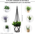 YIBOT Macrame Plant Hanger Indoor Set of 2 with 2 S Hooks, Indoor Outdoor Hanging Planter for Plants Holder with Decorative No Tassels, Boho Home Decor, 35 Inch, Black (Pots Not Included)