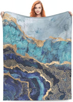 Marble Throw Blanket Soft Flannel Blanket 60"x50" in Bed Blanket Home Decor for Room Sofa Couch All Season