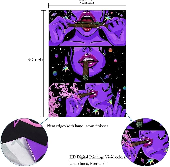 Yeoiat Fantasy Tapestry Anime Tapestry for Bedroom Cool Tapestries Wall Hanging for Dorm Living Room (Purple, 70.00" x 90.00")