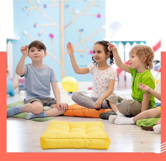 Juexica 8 Pcs Floor Cushions for Kids Floor Pillows Flexible Seating Cushions 3.5'' Thick Flexible Seating Classroom Furniture Meditation Seat Pillows for Home Nursery Yoga Decor(Colorful,Square)