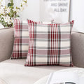 CARRIE HOME Red Plaid Throw Pillow Covers 16x16 Set of 2 Christmas Farmhouse Decorative Throw Pillows 16 x 16 for Spring Fall and Winter Holiday Home Decor