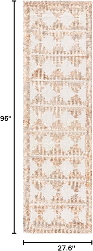 SAFAVIEH Natural Fiber Collection Runner Rug - 2'3" x 8', Ivory & Natural, Handmade Farmhouse Jute & Wool, Ideal for High Traffic Areas in Living Room, Bedroom (NF511A)