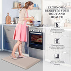 HappyTrends Kitchen Runner Rugs Anti-Fatigue mats - 4/5 Inch Thick Non Slip Waterproof Ergonomic Comfort Mat for Kitchen, Floor Office, Sink, Laundry (17.3"x 28",Khaki)