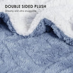 EverGrace Jacquard Boho Sherpa Fleece Throw Blanket for Couch, Super Soft Cozy Fuzzy Plush Blankets for All Seasons, Reversible Thick Warm Blanket for Bed, Sofa, Living Room, Blue Linen, 60" x 80"