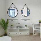 POZINO Round Mirror, 24 Inch Hanging Mirror with Rope, Circle Wall Mirrors, Black Frame Farmhouse Mirrors for Bathroom Bedroom Living Room Entryway Home Decor