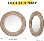 sawsile Round Wood Mirror,24 inch Circle Rustic Farmhouse Natural Wooden Frame Boho Beads Wall Mirror for Bathroom,Living Room,Bedroom or Entryway